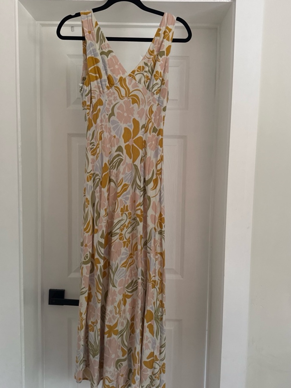 Floral V-Neck Midi Dress in Pink & Mustard - Picture 2 of 3